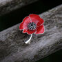 Poppy Silver Tone Red Flower Brooch, thumbnail 1 of 6