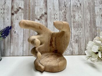 Hand Carved Wooden ‘Hand Of Wisdom’ Wine Bottle Holder, 10 of 11
