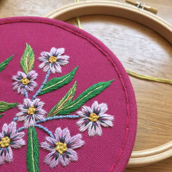 Bright Pink Floral Embroidery Kit, 5 of 5