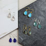 Semi Precious Drop Gold/Silver Plated Gemstone Earrings, thumbnail 5 of 7
