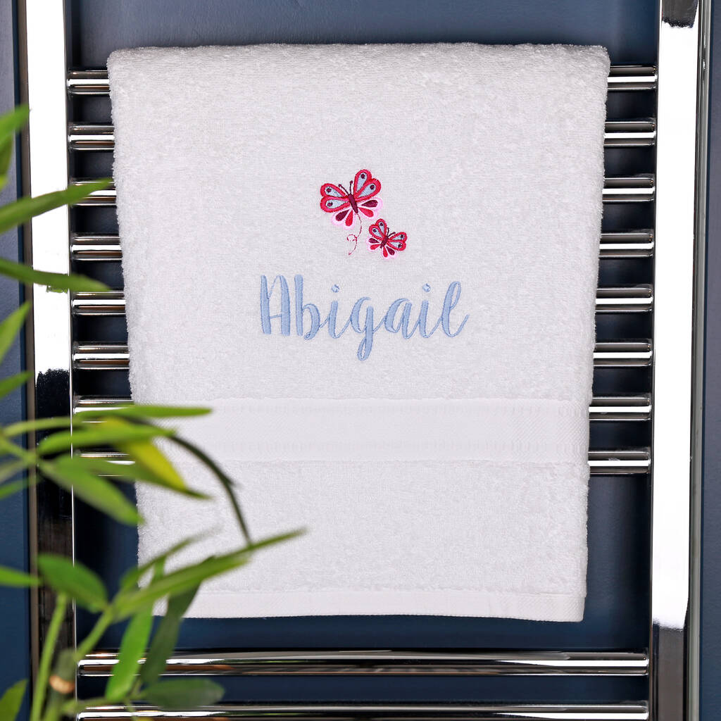 Girl's Personalised Butterfly Bath Towel, 1 of 5