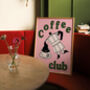 Coffee Club Print In Pink, thumbnail 1 of 2