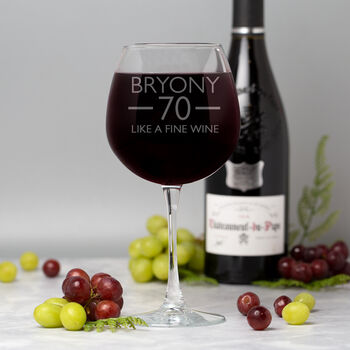 Personalised Birthday Aged Wine Glass Holds A Whole Bottle, 8 of 9