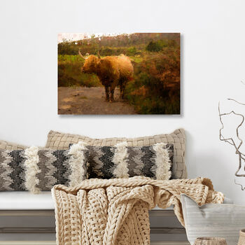 Highland Cow Oil Painting Print On Canvas, 2 of 2