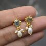 Labradorite Pearl Earrings: June Birthstone, thumbnail 3 of 7