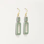 Green And Cream Rectangle Earrings, thumbnail 5 of 7