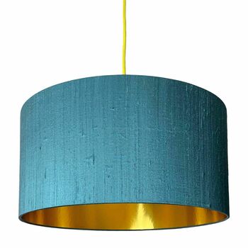 Duck Egg Blue Silk Lampshade With Copper Or Gold Lining, 2 of 5