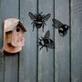 Set Of Three Metal Bees Rusty Metal Art Gardener Gift, thumbnail 1 of 10