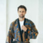 Royal Blue Men's Full Length Batik Kimono Robe, thumbnail 1 of 5