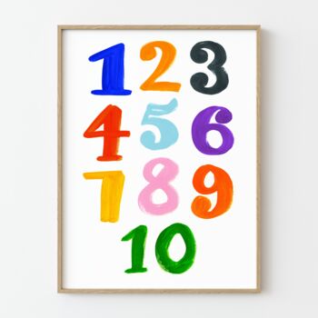 Numbers Colourful Kids Room Print, 5 of 5