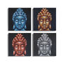 Set Of Four Buddha Heads Sand Detail 40x40cm, thumbnail 1 of 4
