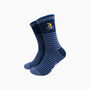 Embroidered Cyclist Striped Combed Cotton Socks In Blue, thumbnail 1 of 4
