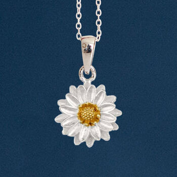 Sterling Silver September Aster Birth Flower Necklace, 2 of 10