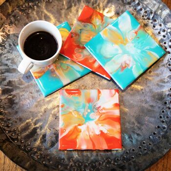 Sold Flowery Design Ceramic Coasters | Set Of Two/Four, 6 of 8