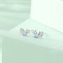Tiny Forget Me Not Flower Bouquet Cz Stud Earrings, thumbnail 6 of 11