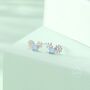 Tiny Forget Me Not Flower Bouquet Cz Stud Earrings, thumbnail 6 of 12