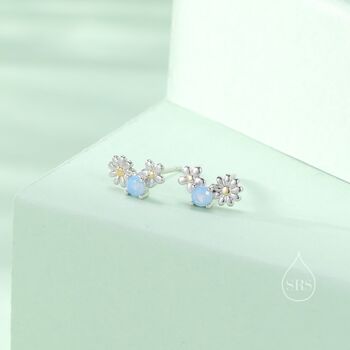 Tiny Forget Me Not Flower Bouquet Cz Stud Earrings, 6 of 12