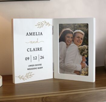 Personalised Couples Wooden Hinged Photo Frame, 2 of 5
