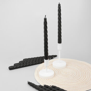 G Decor Pack Of 10 Or 20 Black Twisted Dinner Candles, 2 of 4