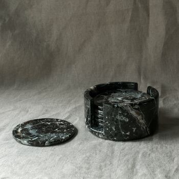 Black Marble Coaster Nest And Holder, 3 of 6