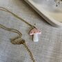 Baby Pink Ceramic Charm Mushroom Necklace, thumbnail 4 of 6