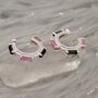 Pink, Black Tourmaline Silver Earrings, thumbnail 6 of 8