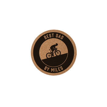 Round Cork Coaster 'Best Dad By Miles' | Homeware | Tableware | Cycling | Cyclist | Bike Rider Gift, 2 of 2