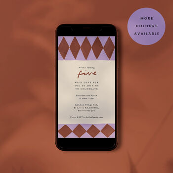 Digital Download Birthday Party Invite With Diamond Border, 4 of 5