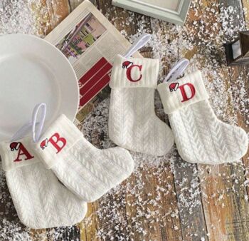 Mini Knitted Inital Christmas Stockings, 6 of 7