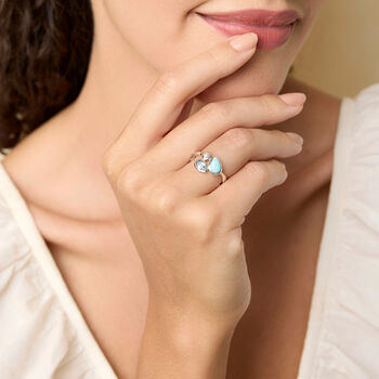 Larimar, Blue Topaz And Freshwater Pearl Trio Ring, 2 of 7