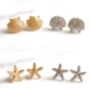 Coastal Shell And Starfish Stud Earrings, thumbnail 1 of 3