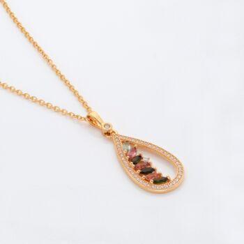 Teardrop Tourmaline 18k Gold Plated Necklace, 3 of 4