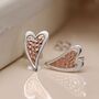Sterling Silver Long Textured Heart Stud Earrings, thumbnail 1 of 7