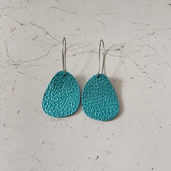 Turquoise Leather Earrings Two Layers Six Styles, 9 of 9