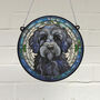 Labradoodle Black Stained Glass Effect Suncatcher, thumbnail 1 of 5