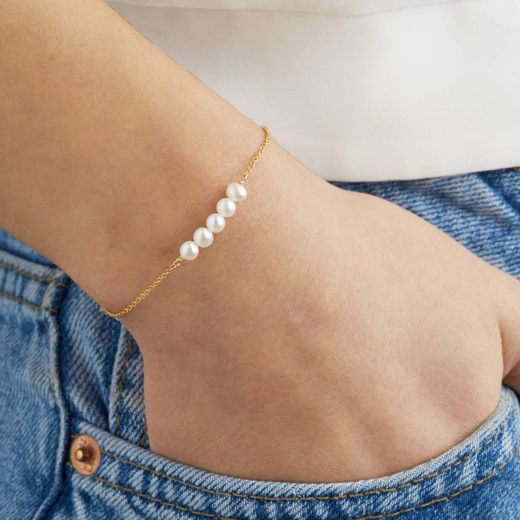 Delicate Silver, Rose Or Gold Pearl Cluster Bracelet, 1 of 10