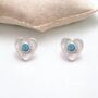 Sterling Silver Blue Opal Heart Stud Earrings, thumbnail 1 of 6