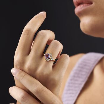 Gold Vermeil Amethyst And Blue Topaz Ring, 4 of 7