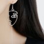 Sterling Silver Abstract Face Dangle Earrings, thumbnail 2 of 6