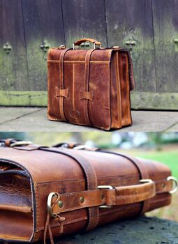 Personalised Handmade Leather Briefcase / Gift For Him, 3 of 11