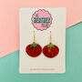 Small Red Tomato Glitter Resin Earrings, thumbnail 1 of 2