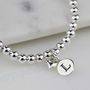 Personalised Skinny Bead Bracelet With Heart Charm, thumbnail 9 of 12