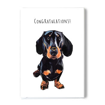 Dachshund Engagement Or Wedding Congratulations Card, 2 of 2