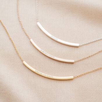 Curved Skinny Bar Message Personalised Necklace, 2 of 10