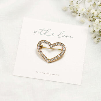 Sparkly Heart Brooch In Gold Or Silver Finish, 3 of 8