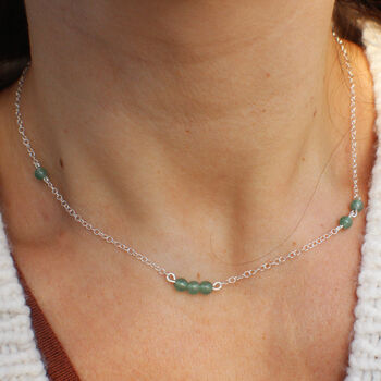 Green Aventurine Beaded Necklace In 9ct Gold Or Silver, 2 of 4