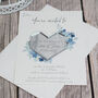 Geometric Heart Blue Floral Wedding Invitation Magnet, thumbnail 1 of 6