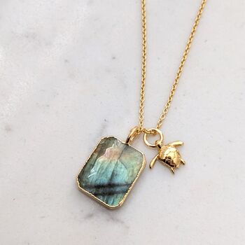 The Duo Labradorite Necklace, Gold Plated, 6 of 11