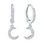Tori Silver Crystal Moon Huggie Earrings, thumbnail 1 of 2