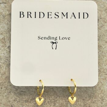 Bridesmaid Gold Heart Hoop Earrings Bridesmaid Thank You Gift, Wedding Jewellery, Bridesmaid Proposal Gift, 5 of 6